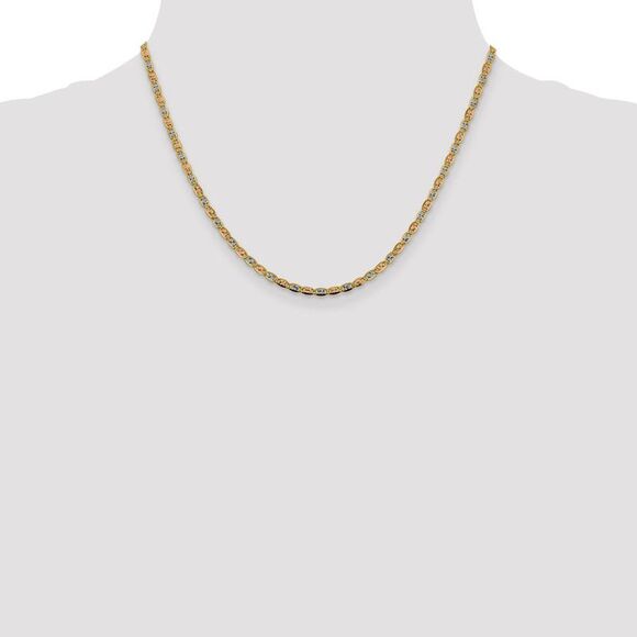2.75mm 14k Gold Tri-Color Solid Fancy Anchor Chain Necklace, 18 Inch - Picture 3 of 8